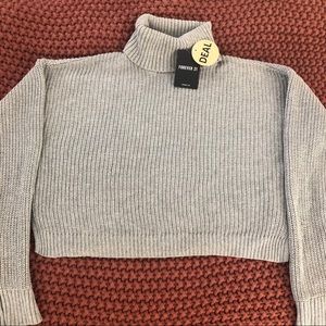 NWT Forever 21 Grey Cropped Turtle Neck Sweater
